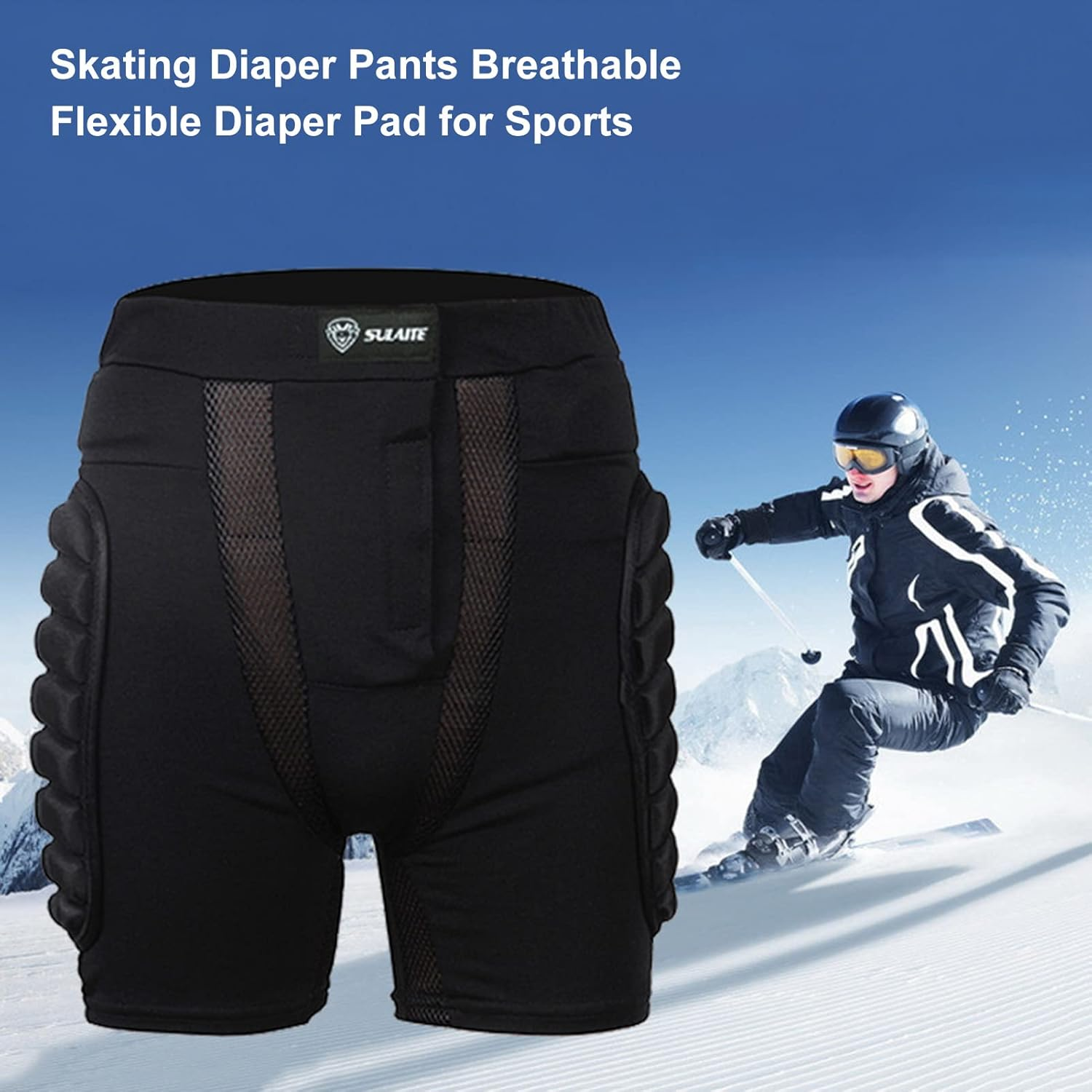 Protective Padded Shorts,Snowboard Hip Protector - Comfortable and Breathable Hip Pads for Men and Women, Hip and Tailbone Protector Crash Pants for Snowboard, Ski, Ice Skating Jmedic image number 4