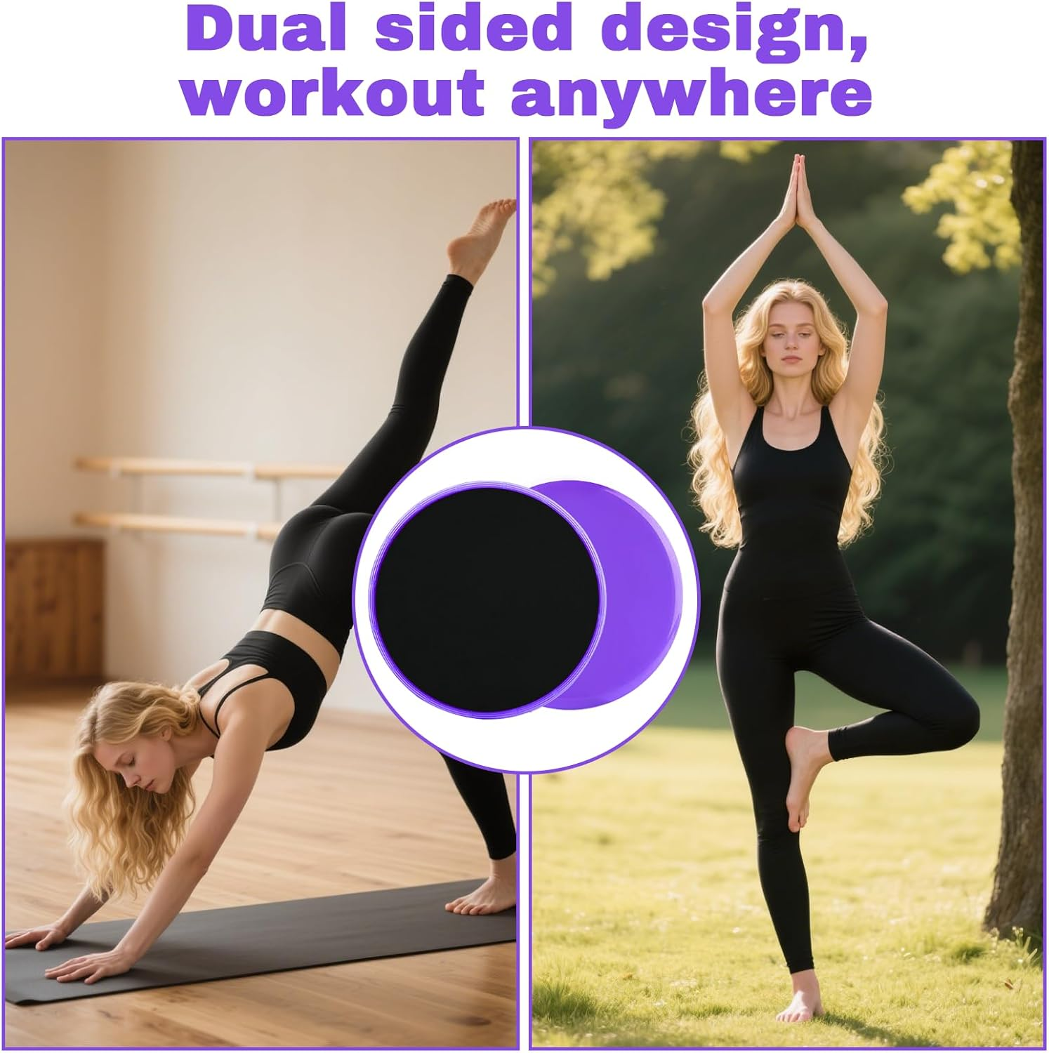 Exercise Core Sliders - 2 Pack Yoga Pilates Gliding Discs for Carpet or Hardwood Floors, Light and Portable Exercise & Fitness Equipment image number 5