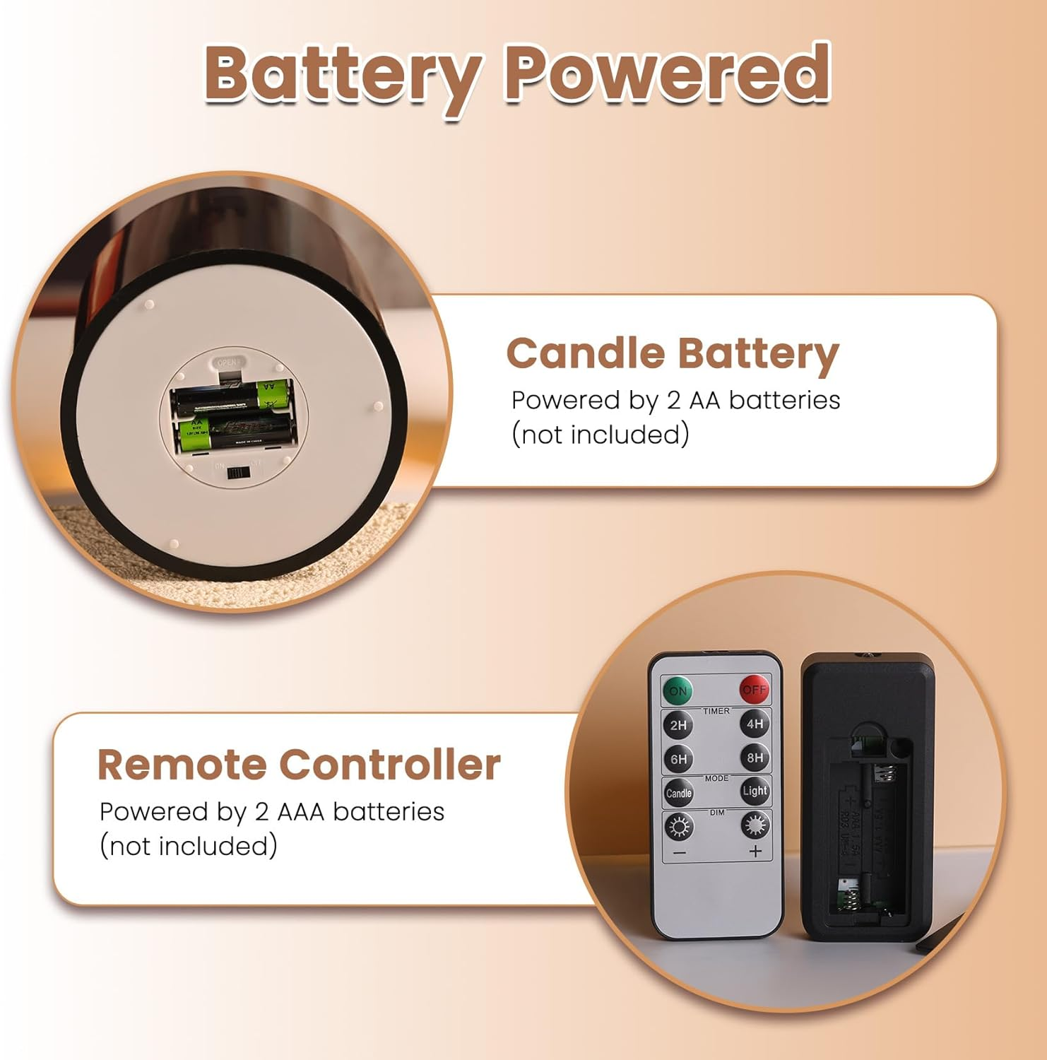 3 Wick Black Flameless Candle with Remote, Large Halloween LED Pillar Candle, Battery Operated Candle 6X6 Inch