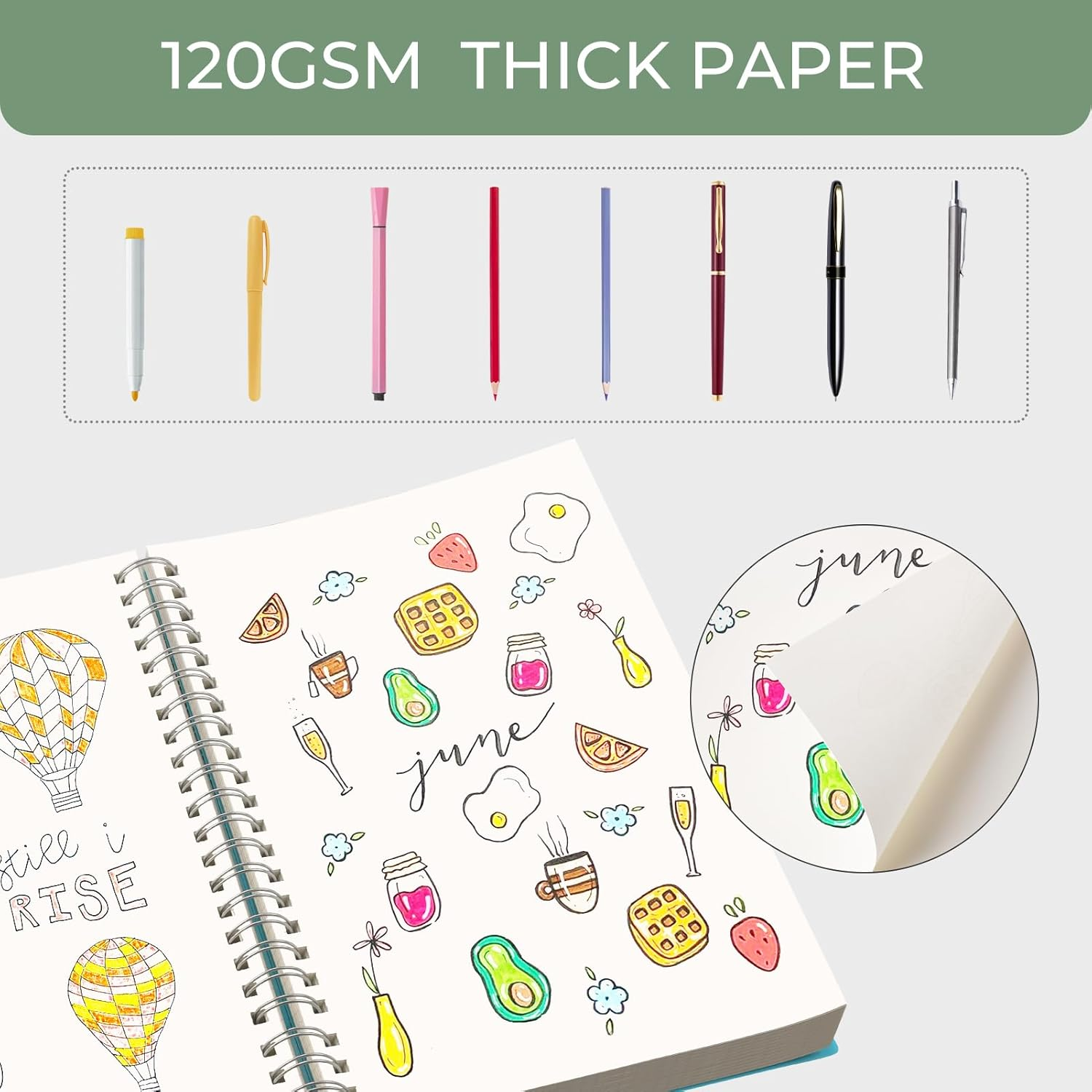 RETTACY A4 Spiral Blank Notebook, Wired Sketchbook, 300 Pages/150 Sheets for Drawing, 120 GSM, Plastic PVC Hard Cover, for Writing, Women, Men, School, 21.5 X 27.9 Cm, Blue image number 2