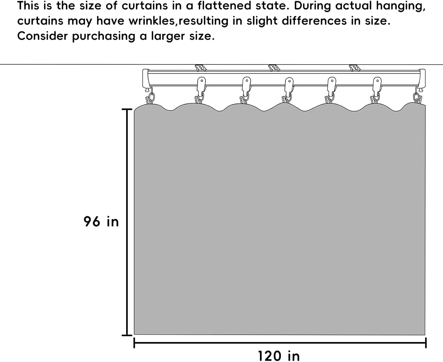Hoeflife Room Divider Curtains, Blackout Ceiling Track Curtains with Hook Sound Proof Floor Curtains Perfect for Ceiling Mount Curtain Tracks Wall Divider for Room Separation (Black, W120 X H96)