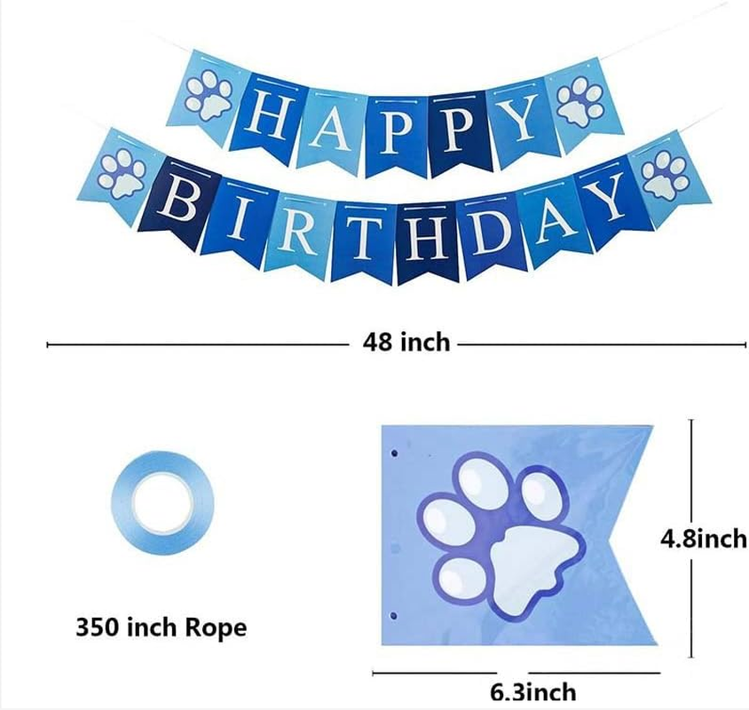 Generic Dog Birthday Hat Bandana - Complete Set with Hat, Bandana, Scarf, Bow, Banner (Blue, One Size) image number 3