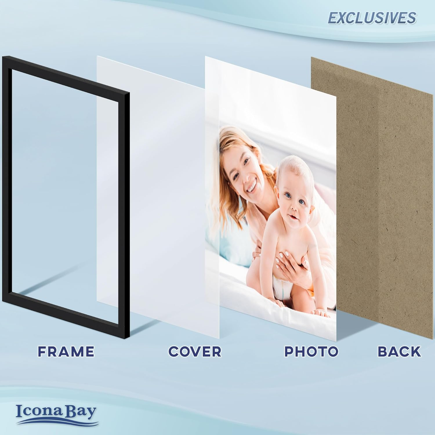 Icona Bay 11X14 Picture Frame (3 Pack, Black), Sturdy Wood Composite Photo Frame 11 X 14, Wall or Table Mount, Set of 3 Exclusives Collection image number 1