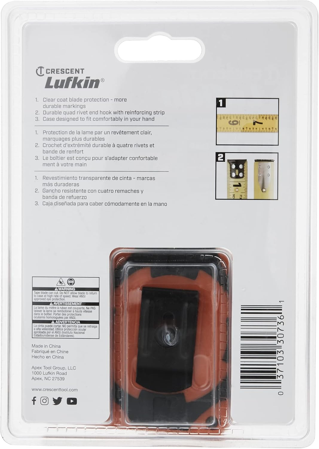Lufkin Crescent 1" X 25' Quikread&reg; Power Return Yellow Clad Tape Measure image number 4