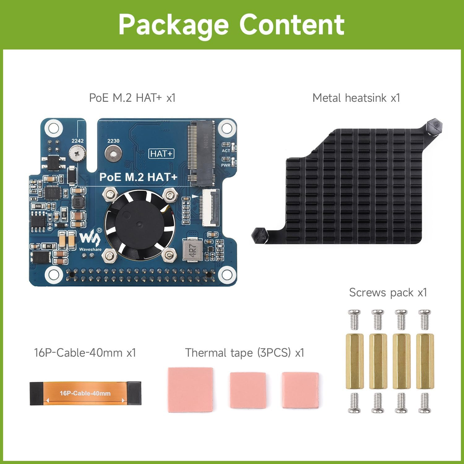 Wavesharr PI 5 Hat+,Pcie to M.2 Adapter with Poe Function for Raspberry Pi 5, Supports Nvme Protocol M.2 Solid State Drive, High-Speed Reading/Writing, Raspberry Pi 5 Poe HAT image number 5