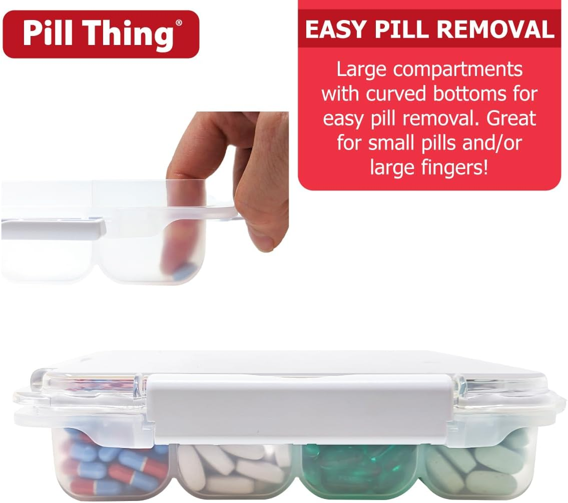 20 Compartment Large Pill Case with Airtight Seal - Silicone Gasket Waterproof Med Box with Medication Map (20 Compartment, 1 Pack) image number 1