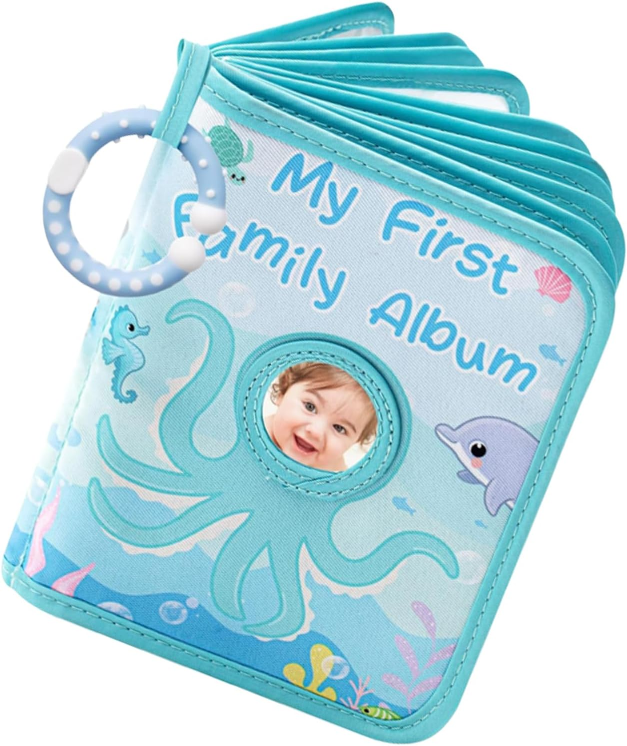 Baby Photo Album, Baby Memory Album Gift Holds, Themed Themed Octopus Holds 4X6 Inch Photos, First Soft Fabric Family Photo Book, Soft Cloth Album for Girl Boy Parents Home Kids Grandparents image number 1