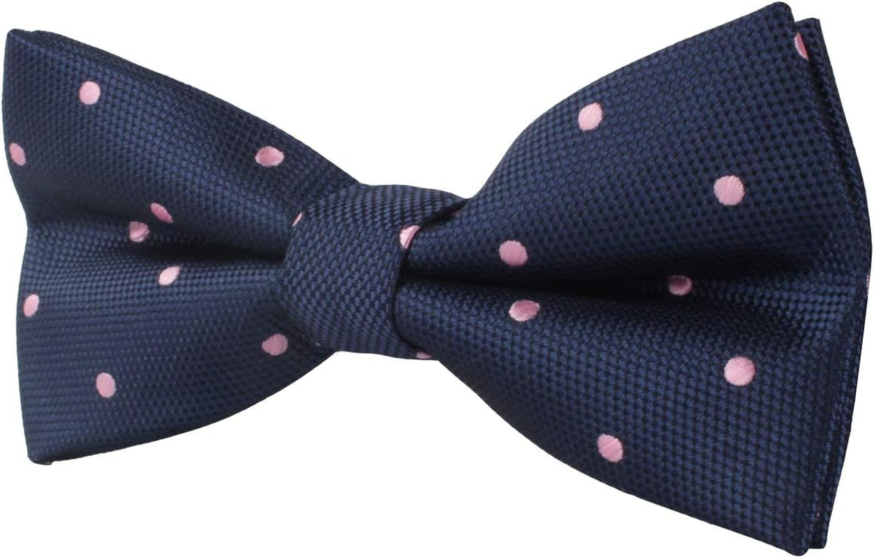 Navy Pink Polka Dot Bow Tie | 5 Year Warranty | Gifts for Men | Groomsmen Bow Ties image number 4