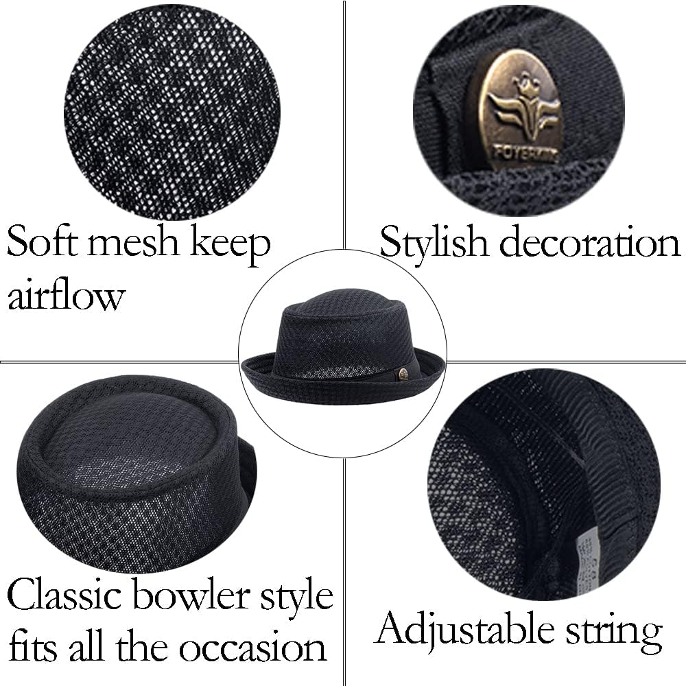 2/6 Pcs Women Ladies Mesh Pork Pie Straw Hat Summer 1920S Costume Party Cap Fedora Dad Bowler Flat Top Men