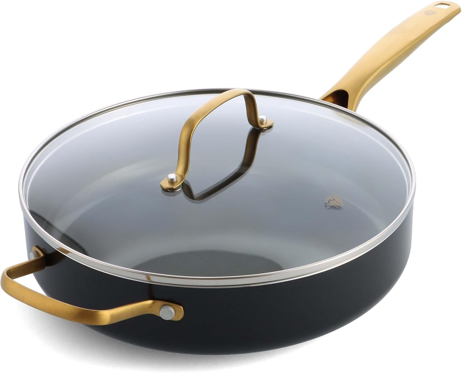Blue Diamond Gold 4-Quart Saut&eacute; Pan with Lid, Ceramic Nonstick, PFOA- Free, Induction Suitable, Dishwasher Safe, Gold Handle, Black image number 7