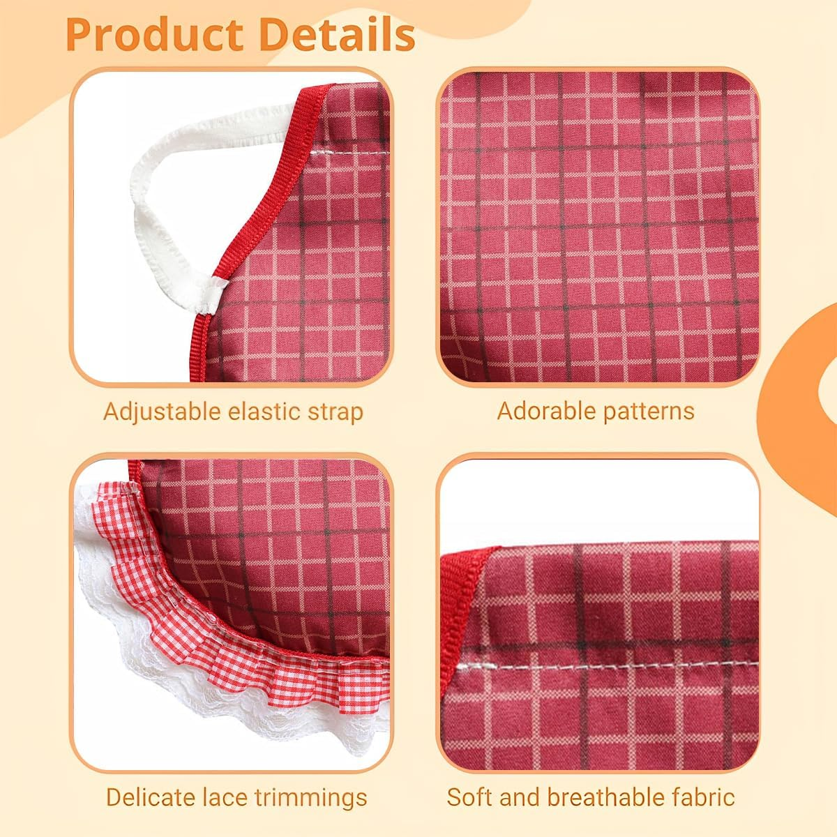 AIMALL Chicken Saddle Hen Apron 5-Pack &ndash; Soft Double Layer Back Protector with Lace Trim, Feather Guard with Elastic Straps for Poultry Injury Protection 9.1X9.1In image number 1