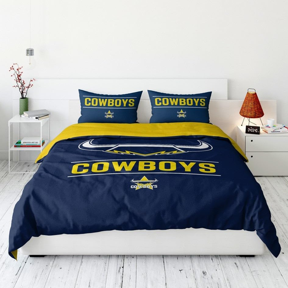 Size Double NRL North Queensland Cowboys Quilt Doona Duvet Cover Pillowcase Set