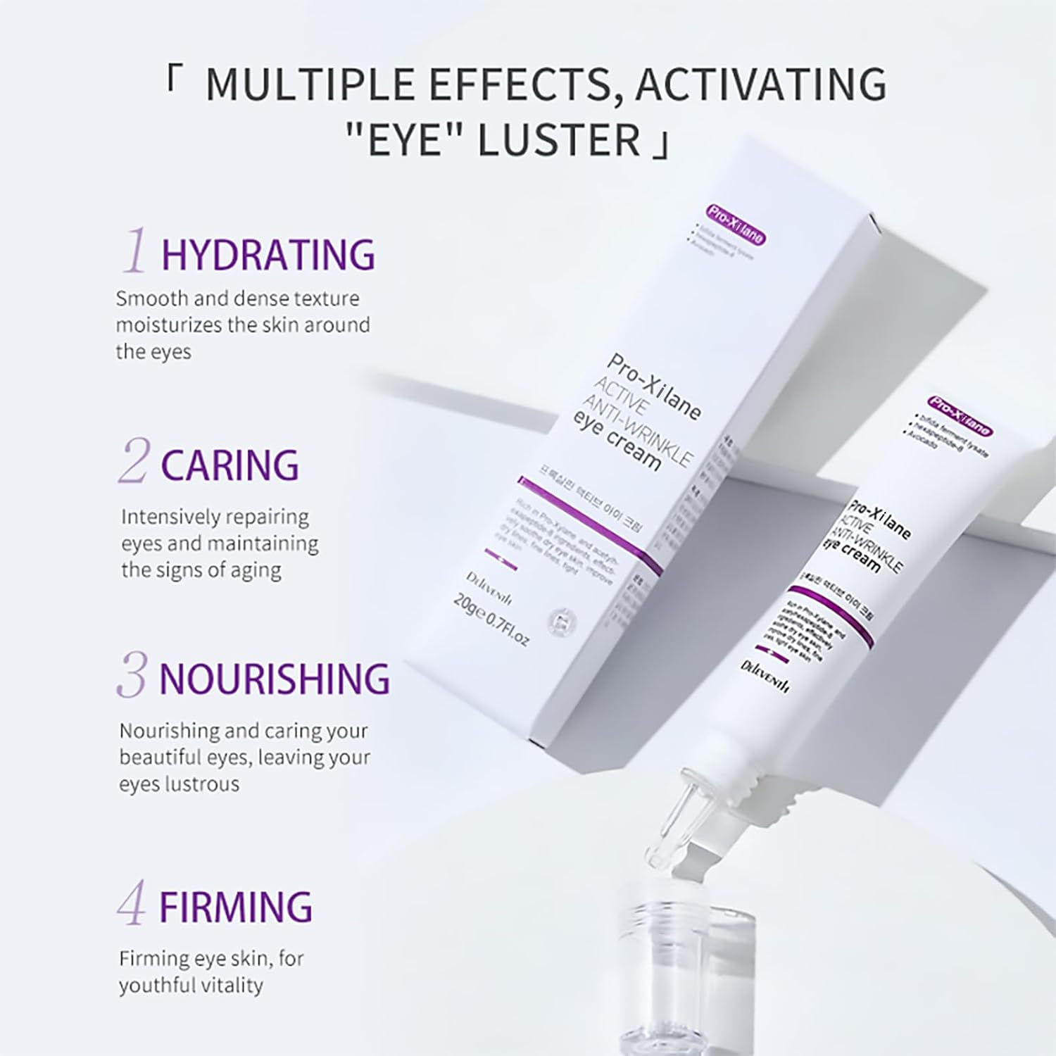 Deleventh Korean Brand Pro-Xylane Active Anti-Wrinkle Eye Cream 20G / Anti-Aging, Anti-Oxidation, Fade Fine Lines, Reduces Wrinkles, Dark Circles & Puffiness for Youthful, Bright Eyes image number 2