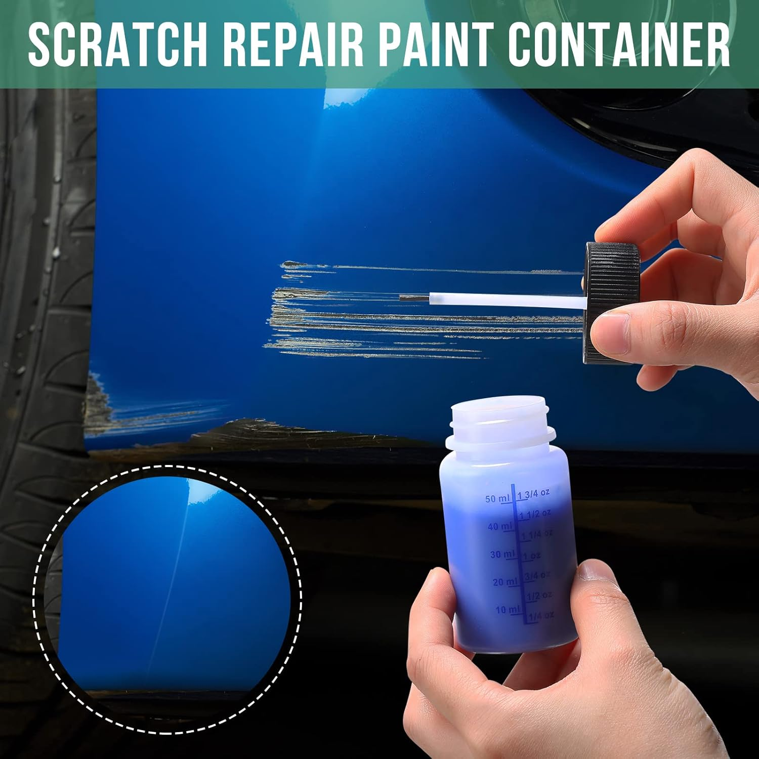 Mumufy 60 Pcs Paint Touch up Paint Bottles with Brush and Lid Empty Touch up Paint Bottle with Paint Mixing Balls 2 Oz Fluid Capacity Leftover Paint Container for Car Scratches Repair(Black, Blue)