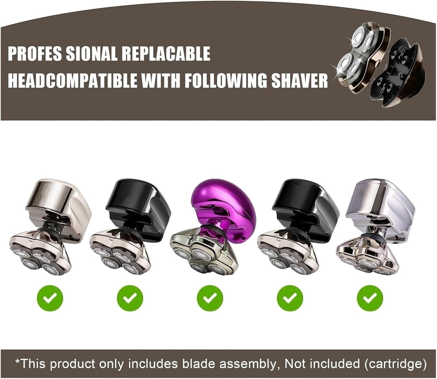 Shaver Replacement Heads &ndash; Universal Compatible Rotary Blade for Bald Head Shaver, Smooth Skin-Friendly Design, Wet & Dry Use, Easy to Install(Silver-1) - Silver-3 image number 6