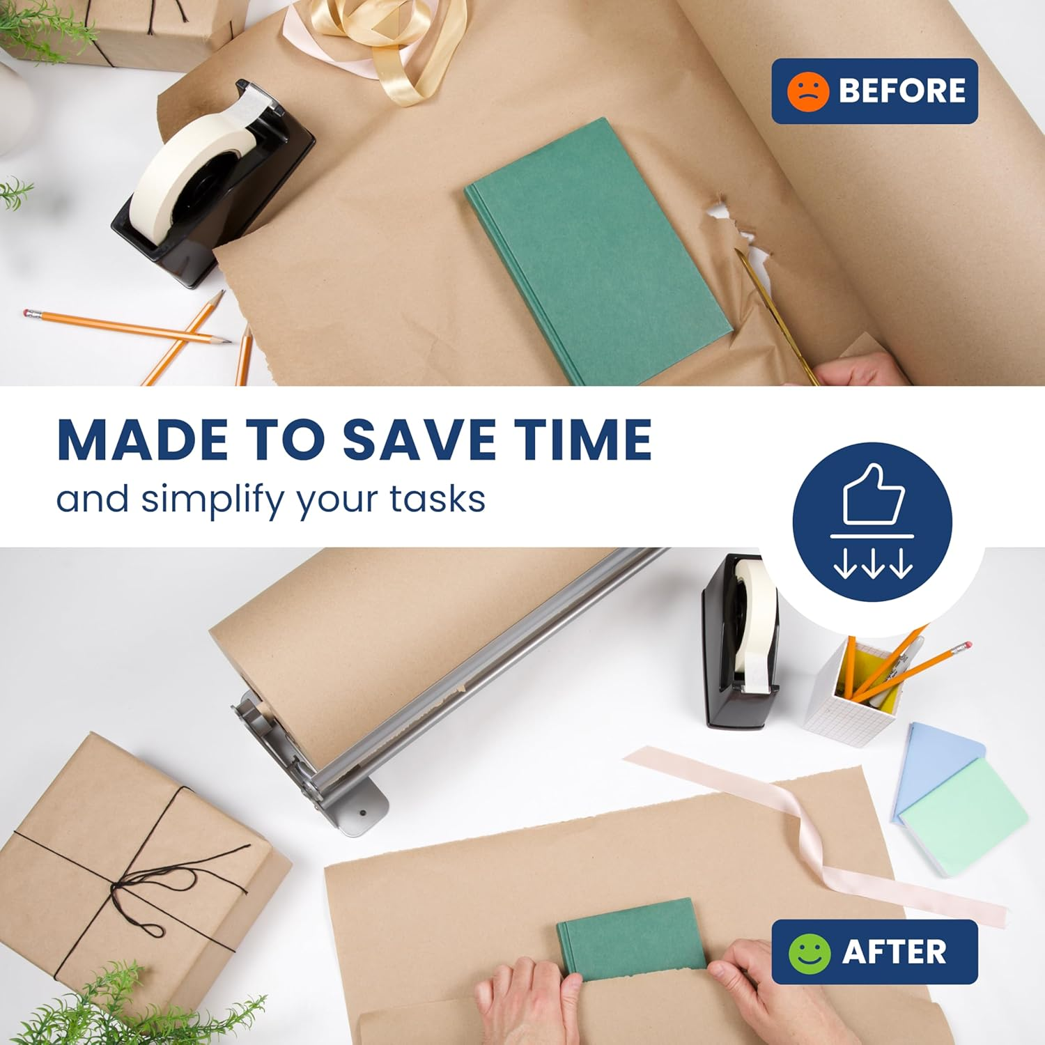 Paper Roll Dispenser and Cutter - Heavy Duty Kraft, Freezer, and Butcher Paper Dispenser - Non Slip and Wall Mountable (12 Inches)(Up to 1000Ft Rolls) image number 2