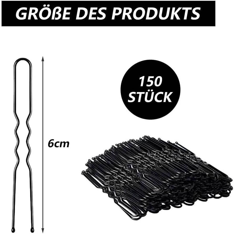 Funalix Pack of 150 U-Shaped Hair Clips, Hair Styling Bobby Pins, Ballet Hair Pins, Bun Hair Clips, Styling Hair Clips for Women and Girls (Black) image number 2