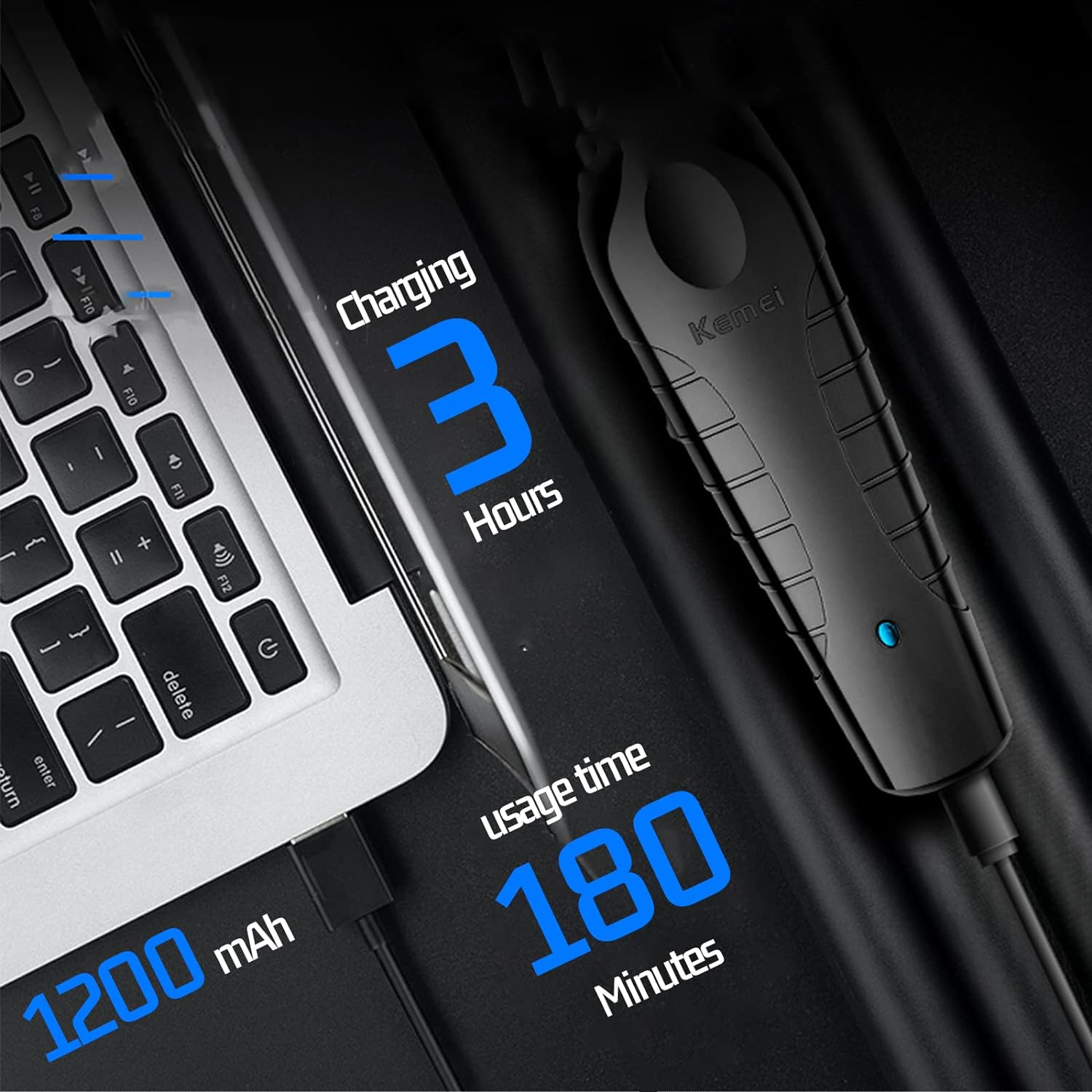 KEMEI Hair Clipper and Trimmer Set Professional Cordless Hair Clipper for Men Electric Beard Trimmers Barber Hair Cuttings Kit, T Blade Trimmers for Men, KM-2296，KM-2299 image number 3