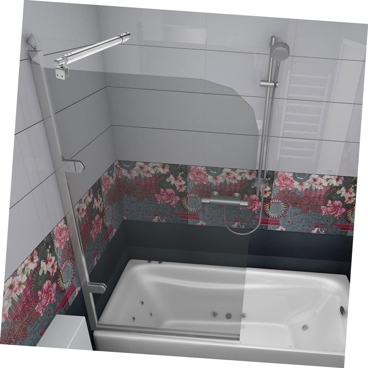 COOLHIYA 304 Stainless Steel Shower Glass Panel Support Rod 358Mm Double-Headed Bracket for Frameless Shower Doors Easy Installation Hardware for Bathroom image number 5