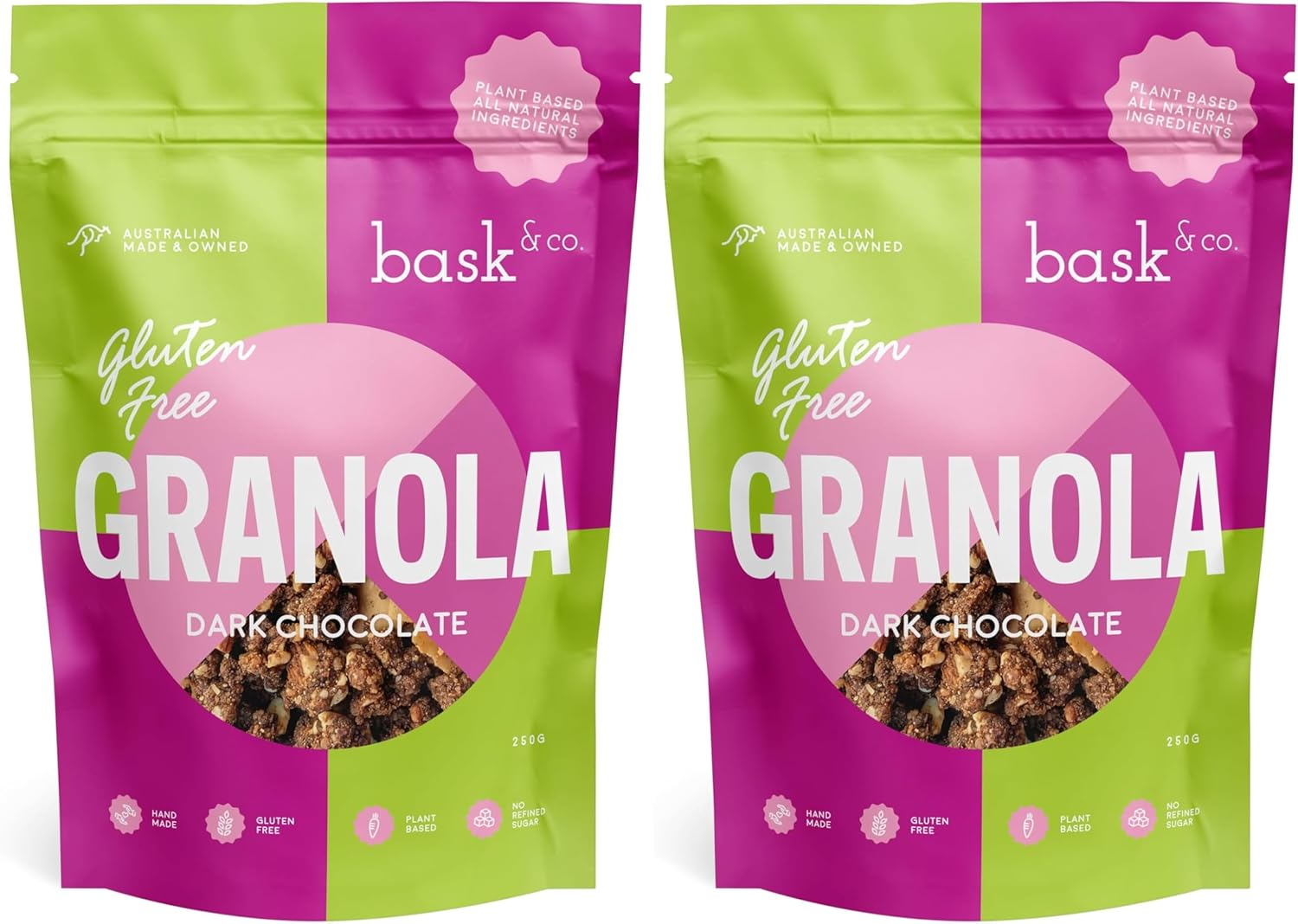Bask & Co Gluten Free Granola Clusters - Dark Chocolate 250G image number 3