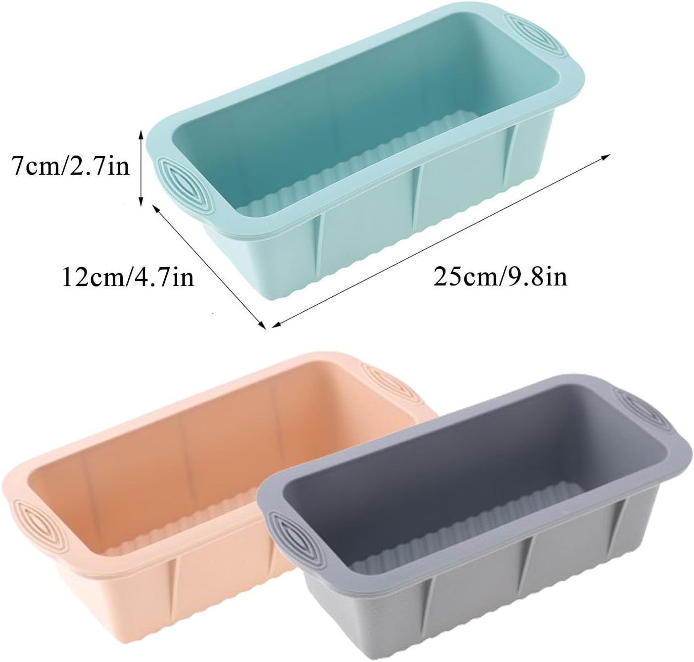 MRDLKNX Set of 3 Silicone Bread Loaf Pan, Silicone Molds with Silicone Tools for Homemade Loaf, Bread, Meatloaf, Cake, 9.8 X 4.7 Inch Rectangular Silicone Loaf Pans for Baking, Easy Release image number 6