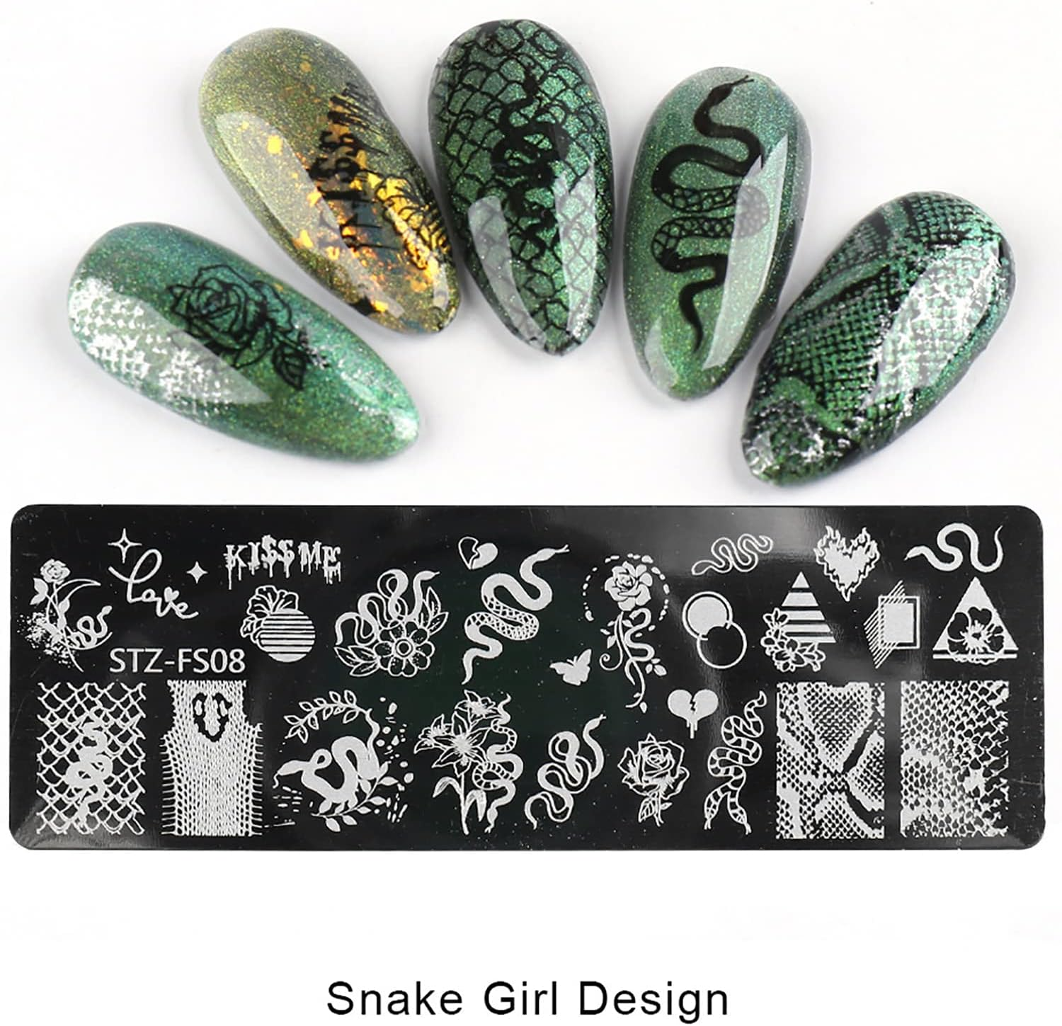 DANNEASY 6 Pieces Nail Stamping Plate Snake Flower Leaf Nail Stamps Abstract Nail Stencils Stamping Plates for Nails Manicure Template Nail Art Tools DIY Nails Accessories (Stylish Series) image number 5