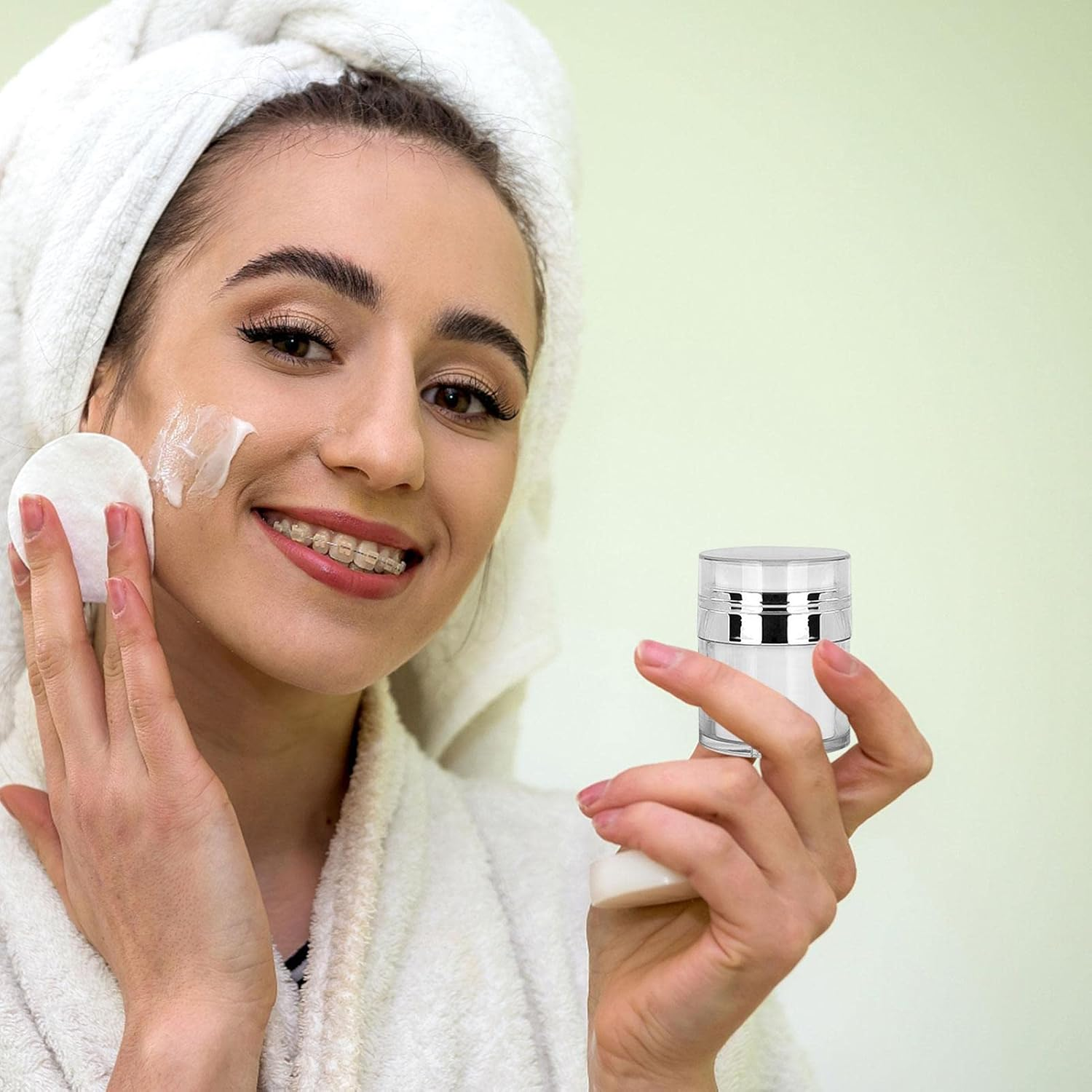 Cream Jar Vacuum Bottle, Airless Pump Jar Empty Refillable Travel Cream Bottle, Portable Lotions Creams Container, Moisturiser Pump Dispenser for Home Travel image number 5