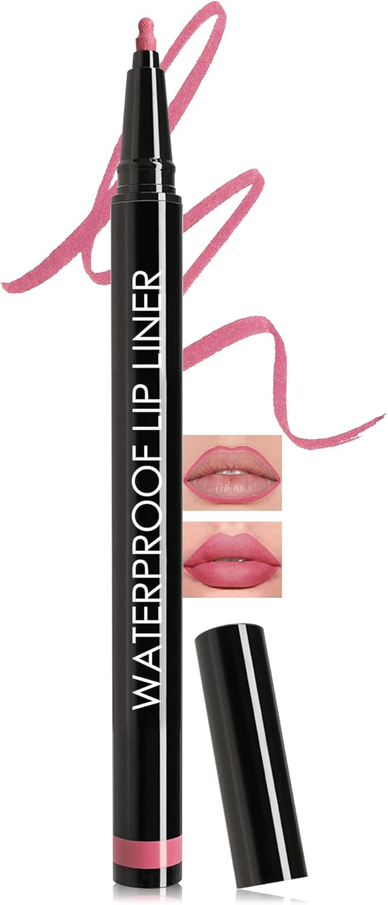 Matte Lip Liner Waterproof, Long-Lasting Smudge-Proof Lip Mark Pencil, Highly Pigmented Liquid Lipstick, Smooth Moisturising Lip Liner Pencils, Lip Gloss, Natural Tattoo Effect, 04# Rose image number 3