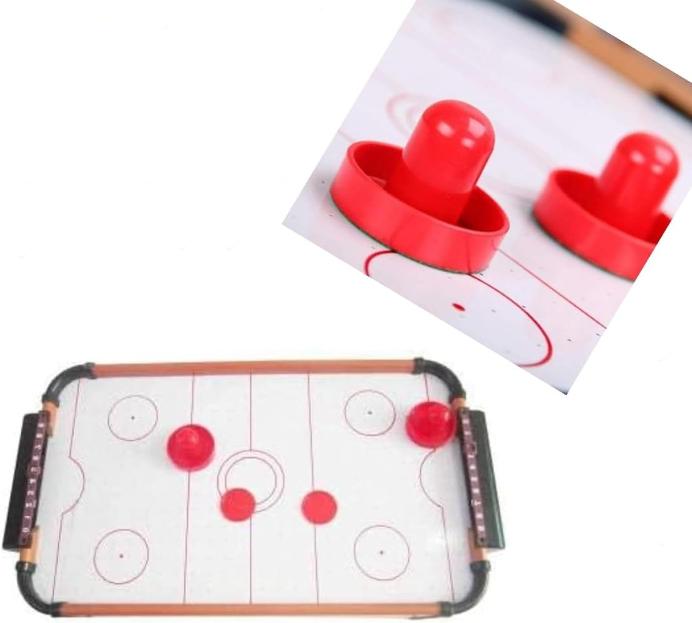 2 Pack Air Hockey Pushers and 4 Red Pucks, Plastic Air Hockey Accessories Lightweight Air Hockey Pucks,Pucks & Slider Pusher Goalies for Game Tables image number 5