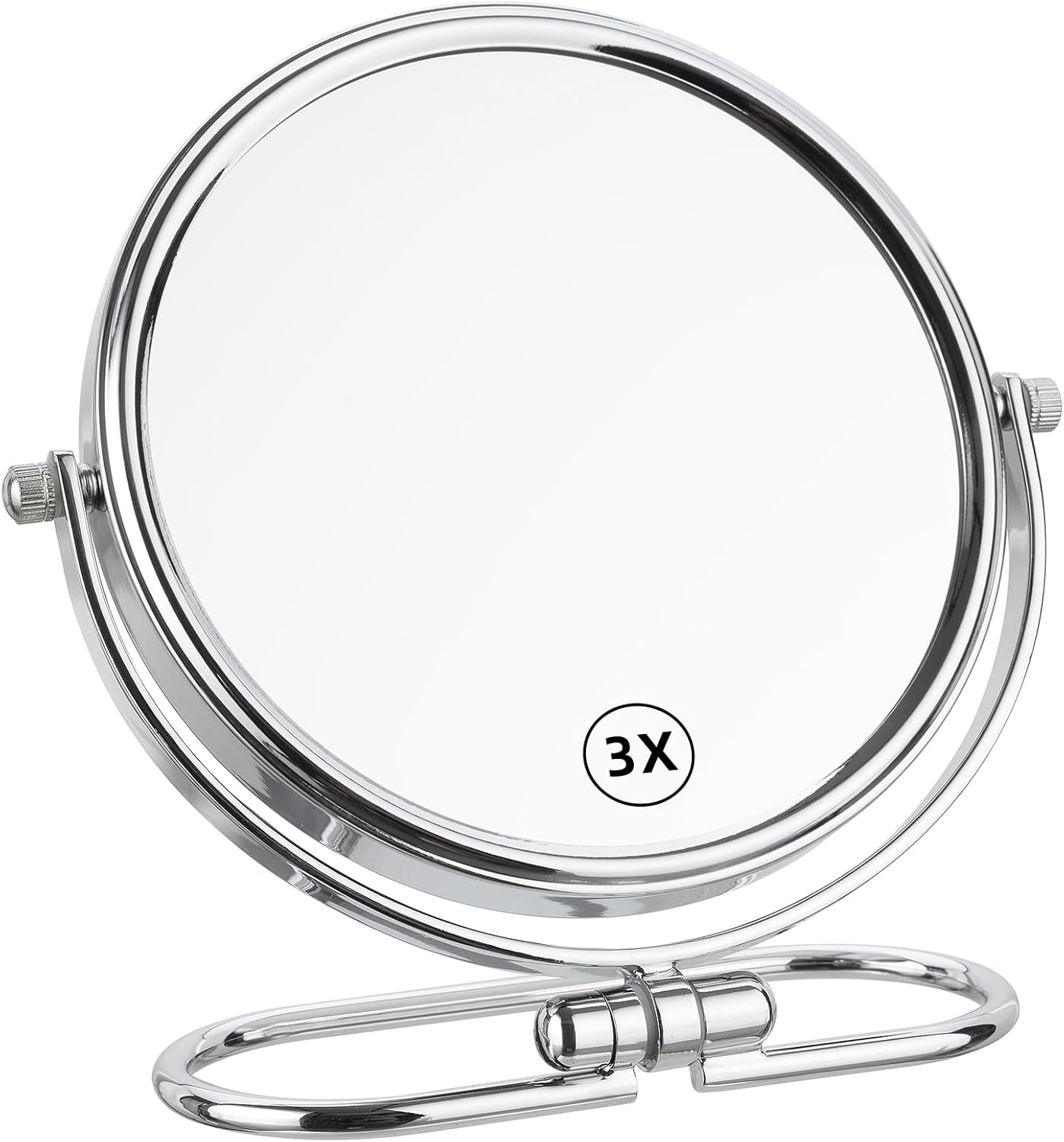 Portable Folding Travel Makeup Mirror,1X/3X Magnifying Vanity Mirror,Double-Sided 360&deg; Swivel,Handheld & Wall Hanging Metal Mirror for Home and On-The-Go Use,No Light (3Inch) image number 5