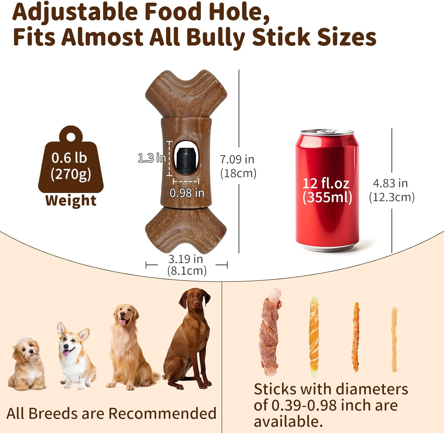 Joybruko Bully Stick Holder for Dogs - for Aggressive Chewers Treat Chew Holder, Heavy Duty Yak Chew Toy Nylon Bone, Prevent Choking Safety Device for Small Medium Large Dogs, No More Swallowed Ends image number 1