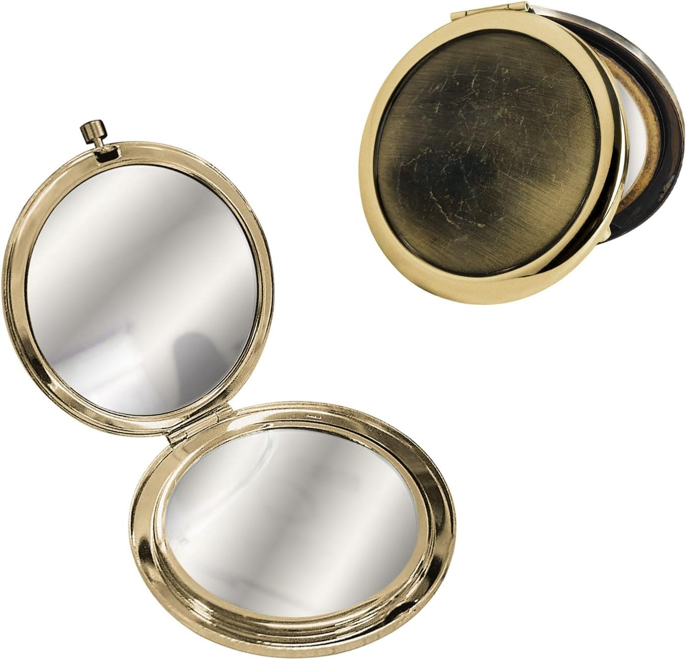 Luckyopt Compact Mirror, Metal Double Sided Handbag Mirror with 1X/2X Magnification, Undistorted round Compact Mirror for Women for Travel, Handbags, Purses (Bronze) image number 4