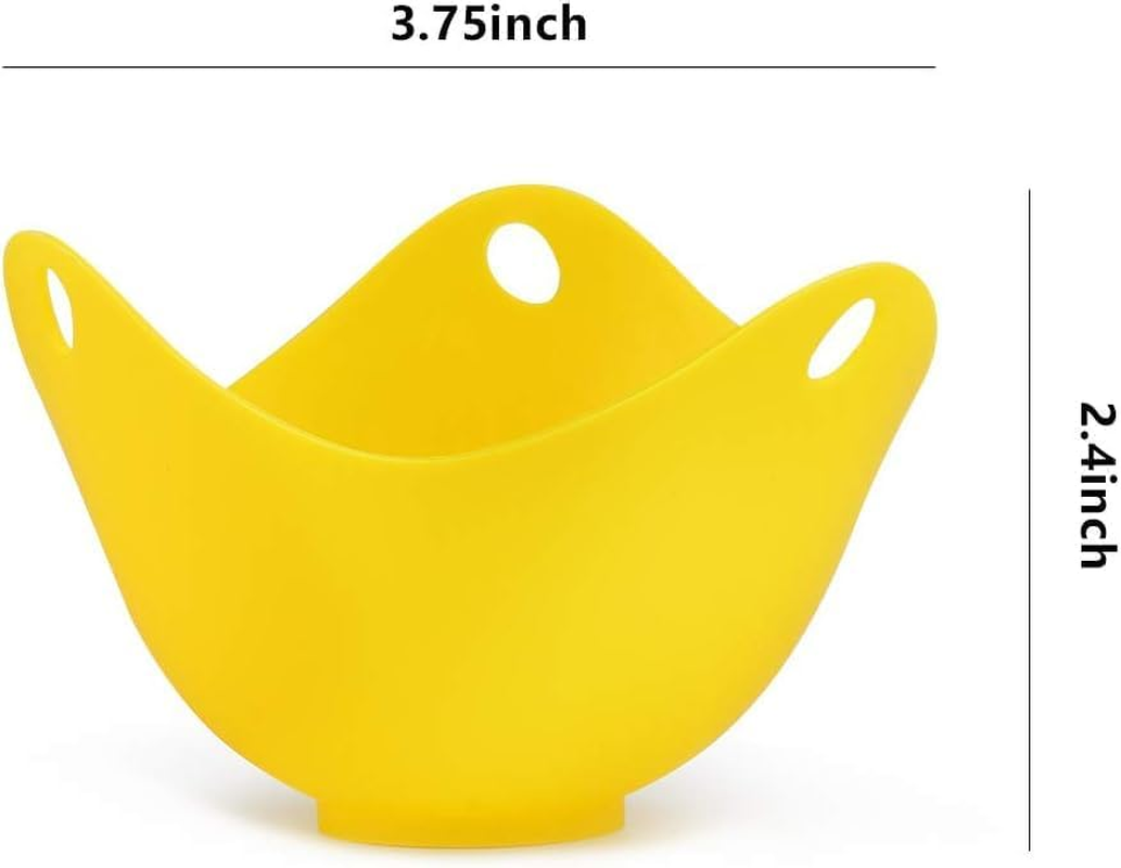 4Pcsthickened Food Grade Silicone Egg Poacher Cups, Cookware, Boiler Steamer, Microwave (Green+Blue+Purple+Yellow, 9.63 * 6.1Cm) image number 4
