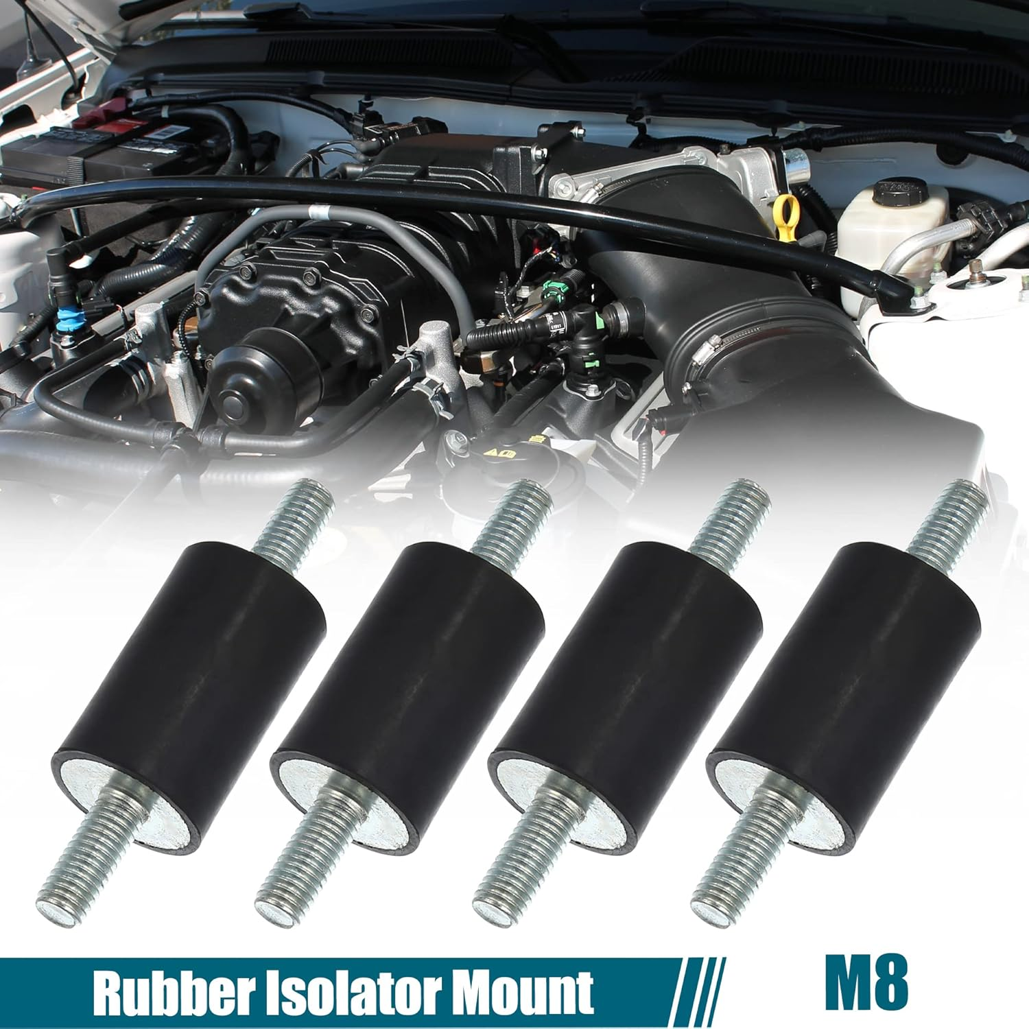 X AUTOHAUX 4Pcs M8 Car anti Vibration Rubber Isolator Damper 25X40Mm Rubber Bobbin Mount Shock Absorb Mounts for Compressors VV Engines