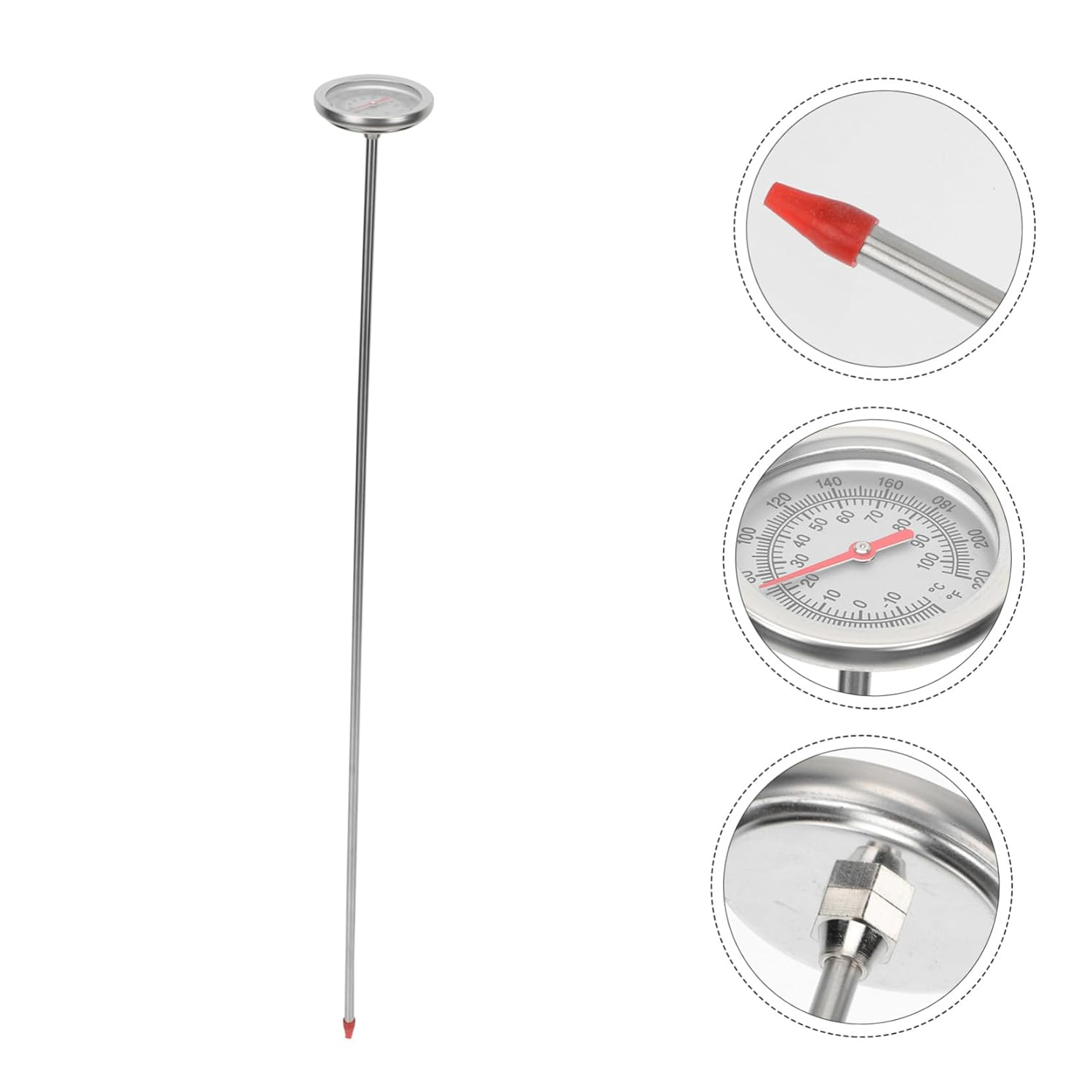 Mipcase Long Stem Soil Thermometer with Extra-Long Stainless Steel Probe Fast Response Temperature Measuring Tool for Gardening and Compost Precise Soil Temperature Gauge