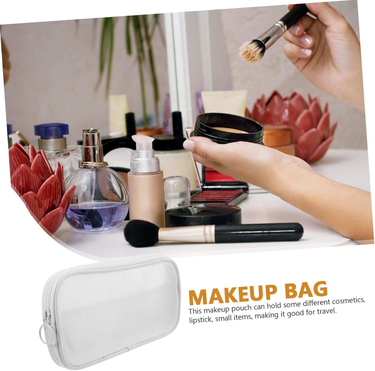 WESIEVYA Travel Makeup Bag Portable Toiletry Bag for Women Makeup Organizer Zipper for Travel image number 2