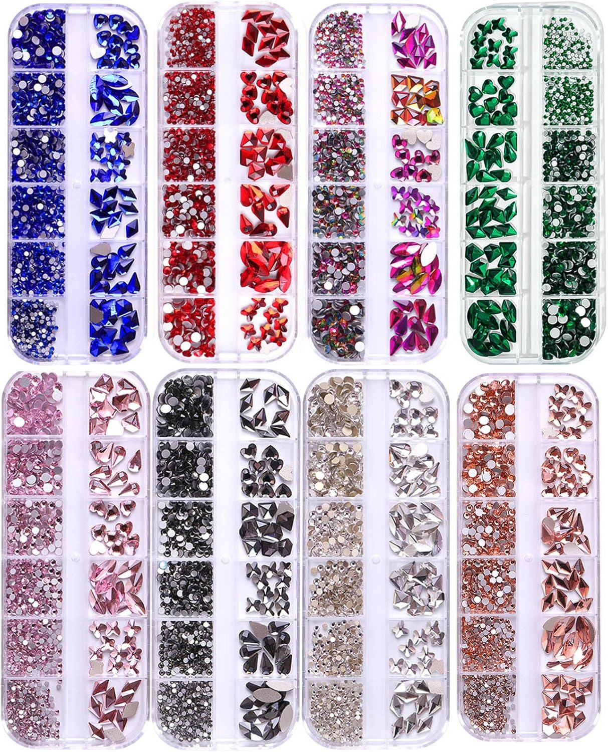 BELICEY Blue Nail Rhinestones Kit 800PCS Multi-Shape Rhinestones for Nail Design Crystals Decoration Nail Hearts Butterfly Charm Nail Dimond Gems Stone for Nail Art Jewels DIY Crafts Clothing - Colorful image number 4