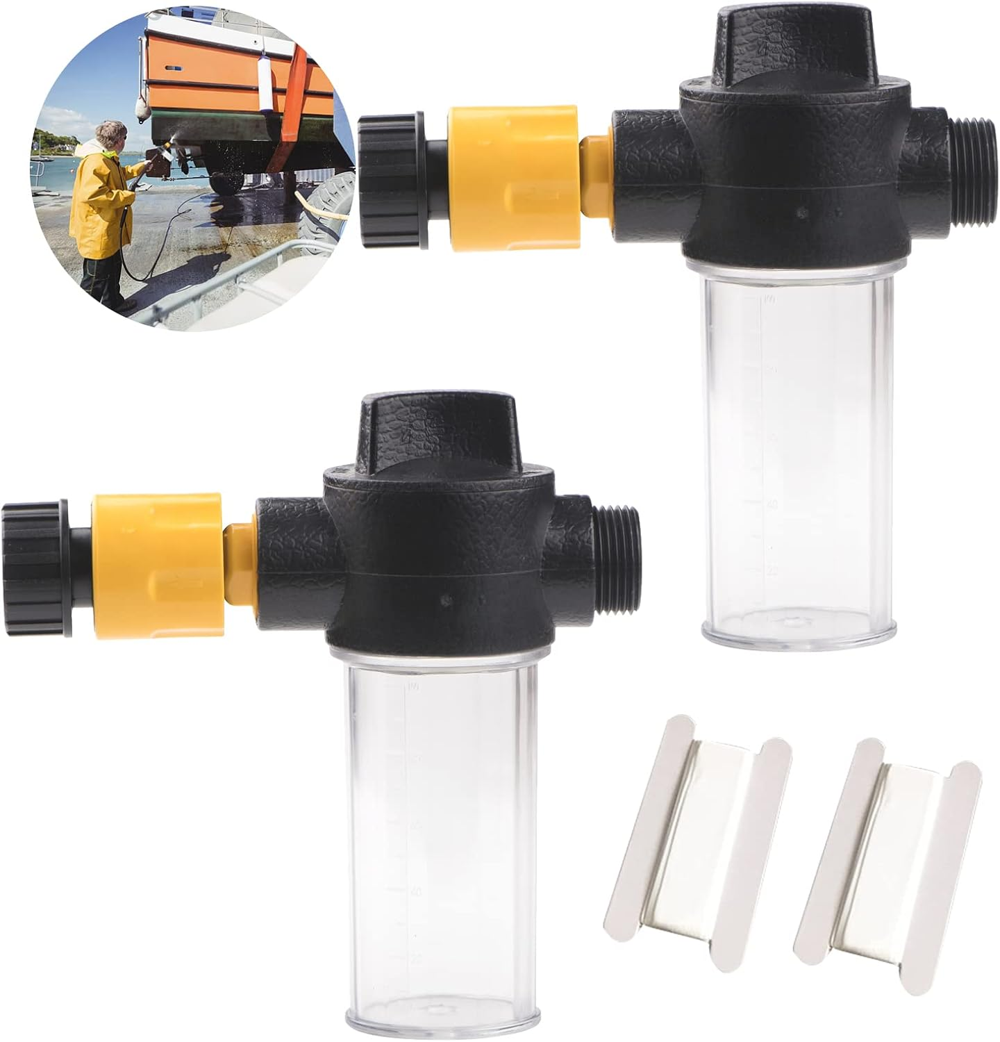 2 Pack Flush Mixer Boat Engine Liquid Flow Valve for Salt Remover,Mixer Applicator to Flush Outboard and Inboard Engines Connects with Garden Hose, Spray Nozzle, Engine Flusher image number 2