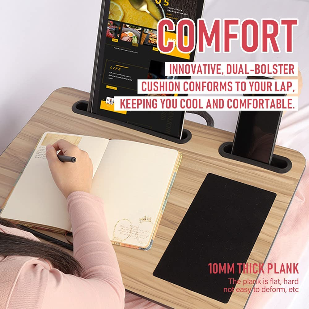 Multifunction Laptop Stand for Desk-Home Bed Sofa Lapdesk Lapgear-Fits up to 17" Laptop Desk-Built in Mouse Pad for Notebook, Macbook, Tablet- Laptop Table with Tablet, Pen & Phone Holder(Wood Grain)-Laptop Accessories Laptop Holder (Iron Grey Oak)