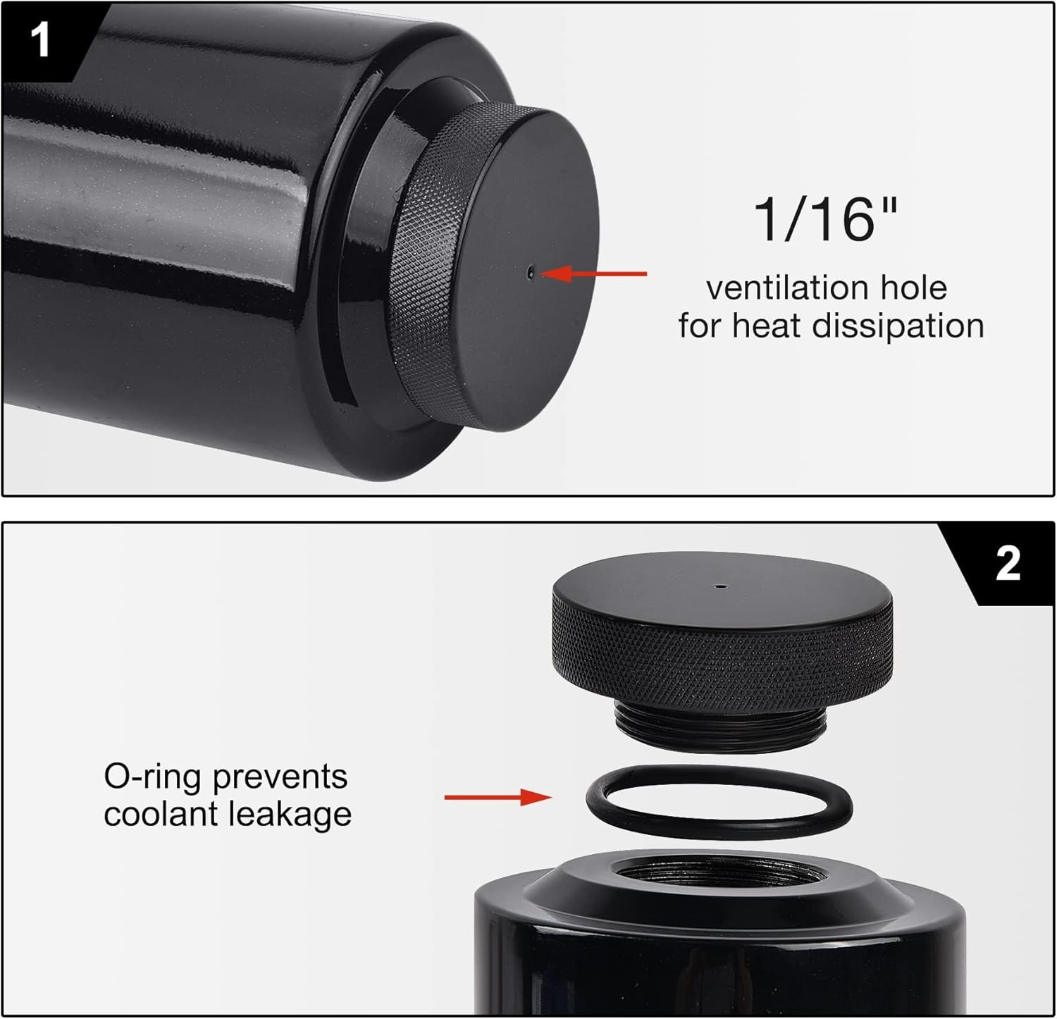 EVIL ENERGY Coolant Overflow Tank, Radiator Overflow Bottle 800Ml Aluminum Universal Black - Black image number 5