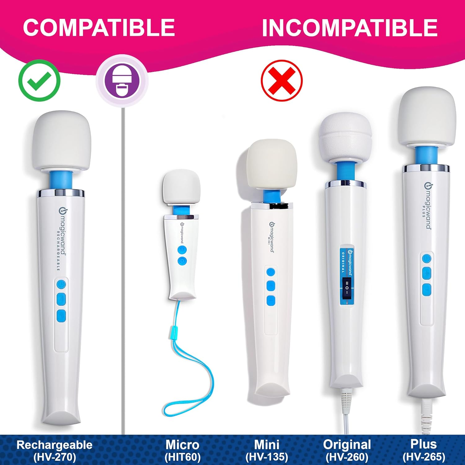 Authentic Magic Wand Massager Rechargeable HV-270 &ndash; Cordless Multi-Function Variable-Speed with Soft Silicone Head and Ultra-Powerful Motor for Deep, Rumbling, Muscle Relaxing Vibrations image number 5