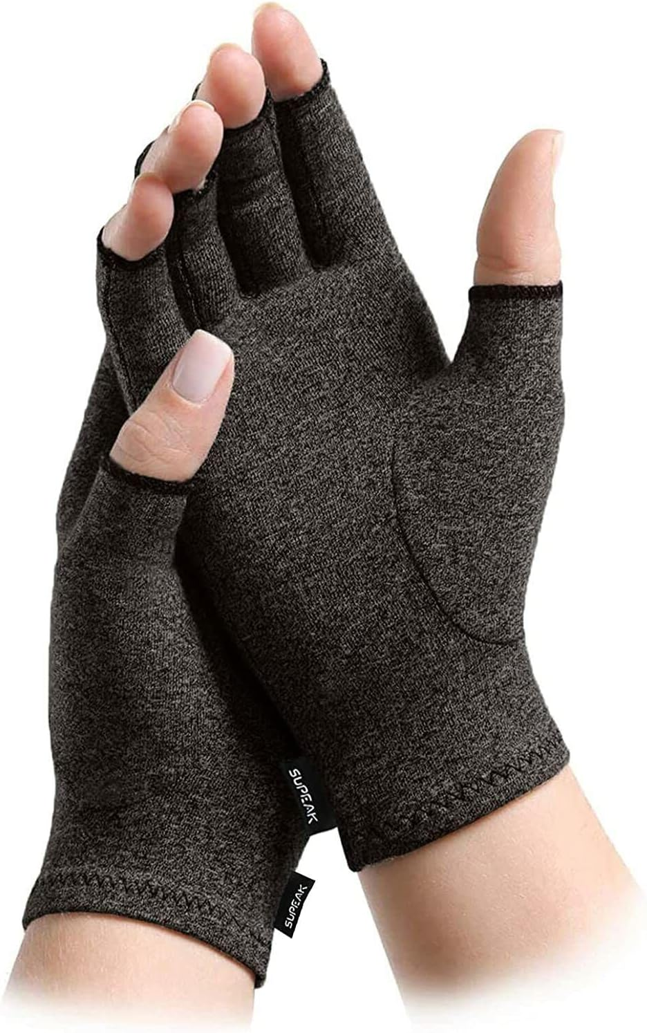 SUPEAK Arthritis Compression Gloves for Men & Women - Fingerless Gloves for Carpal Tunnel, Rheumatoid & Osteoarthritis - Hand Warmer Wrist Support Brace Computer, Typing & Gaming Gloves image number 4