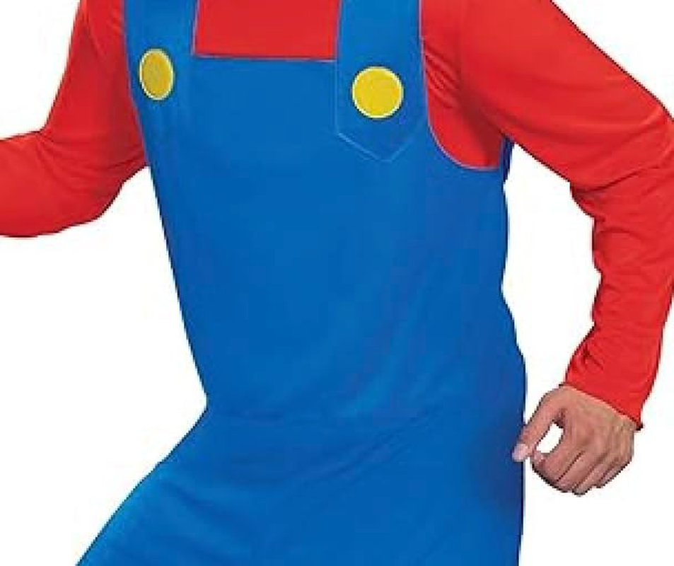 Disguise Mens Mario Costume, Official Nintendo Super Mario Bros Adult Costume with Hat and Mustache image number 5