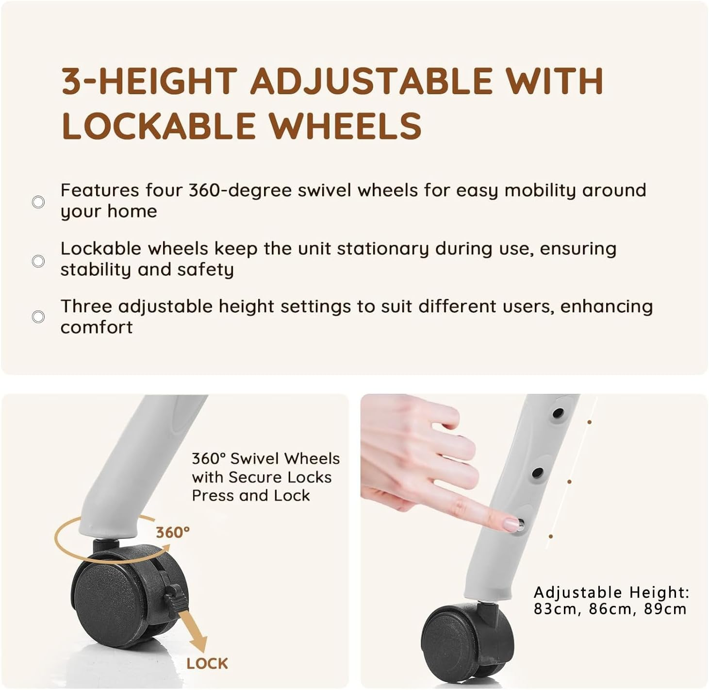 Baby Changing Table, Versatile Folding Changing Table, Waterproof Diaper Changing Station, Adjustable Height, Baby Changing Station, Mobile Nursery for Infant and Newborn image number 3