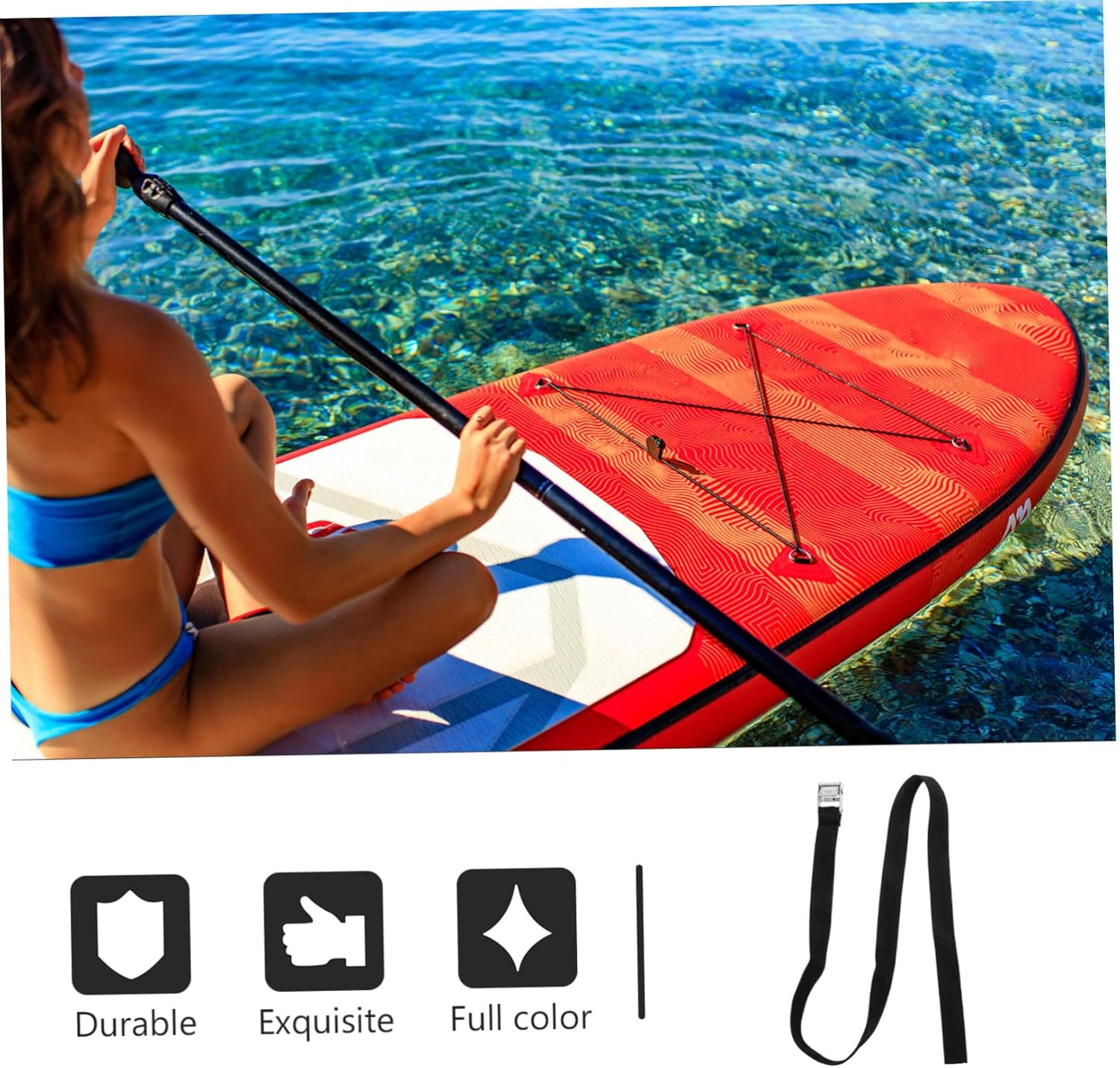 EXAOMBLE 2Pcs Outdoor Surfboard Tie down Straps Quick-Release Buckle, Heavy Duty Fitness Equipment and Luggage Bundling Belt for Travel and Roof Rack image number 4