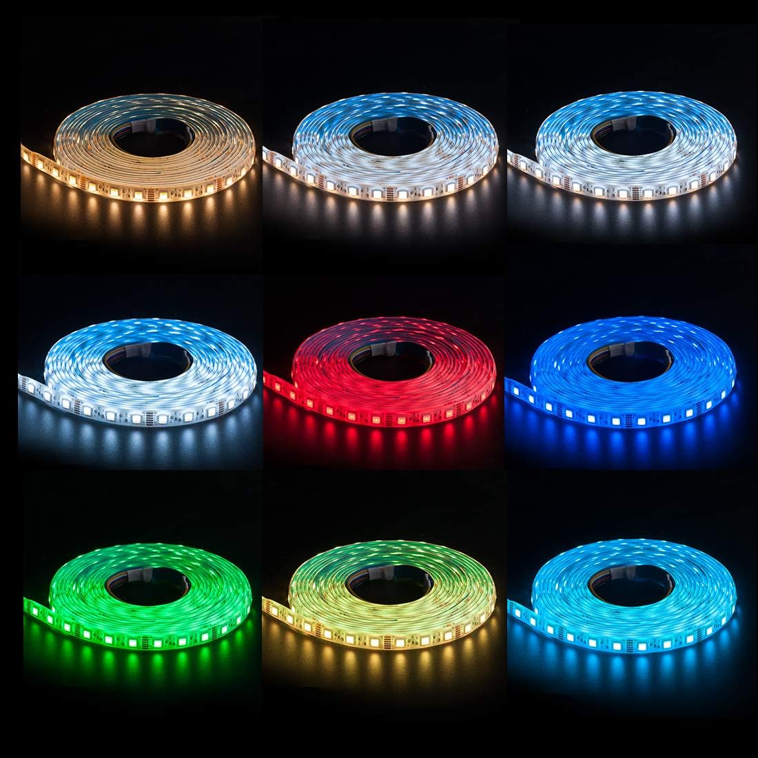 Btf-Lighting RGBCCT 5050 Rgbww(Rgb+Cool White+Warm White) 5 Colors in 1 LED Strip 5M 16.4Ft 60Leds/M Multi-Colored IP65 Silicone Coating Waterproof DC12V for Bedroom Kitchen Home Decoration image number 4