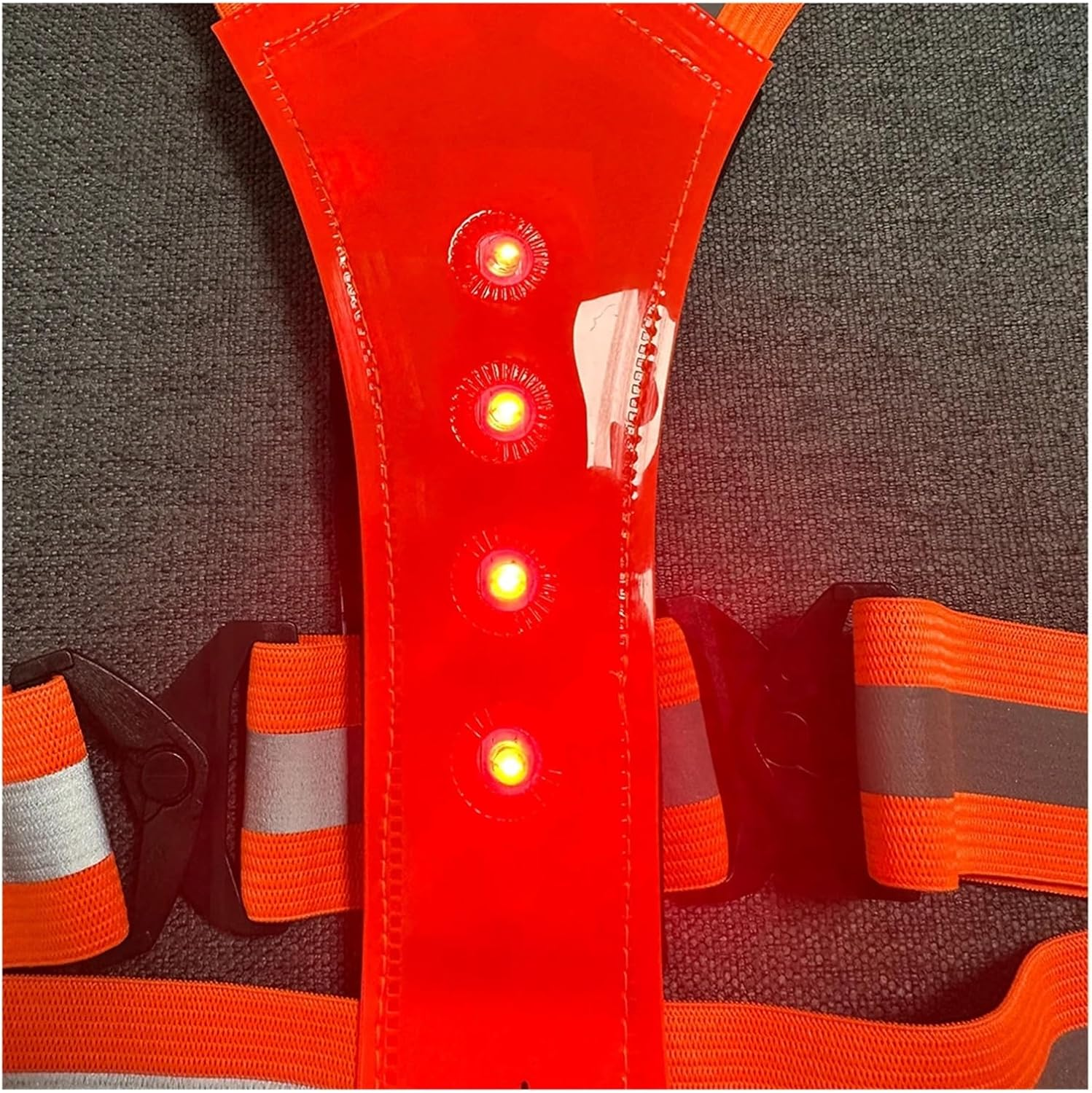 Jiningxinxin Motorcycle LED Reflective Vest Night Running Vest Glowing Reflector Straps Safety Vest Cycling Vest Warning Lights Reflective(Green) image number 4