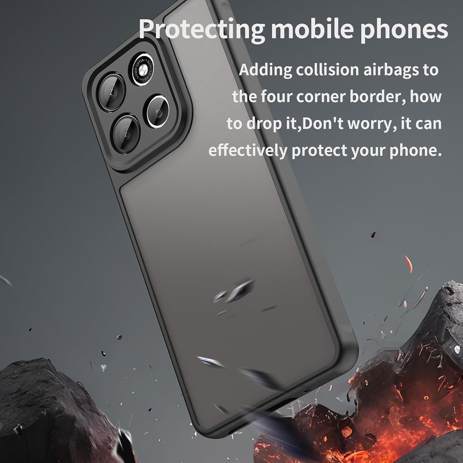 ILING Case for Motorola Moto G86 Power, Ultra Thin Shockproof Matte Skin Feel Hard PC Mobile Phone Case, Translucent Soft Silicone TPU Bumper Protective Case, Black - Blue image number 5