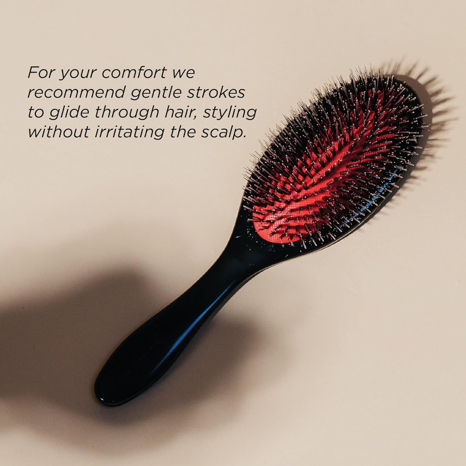 Denman D81M Natural Bristle Nylon Quill Medium Black Brush image number 4