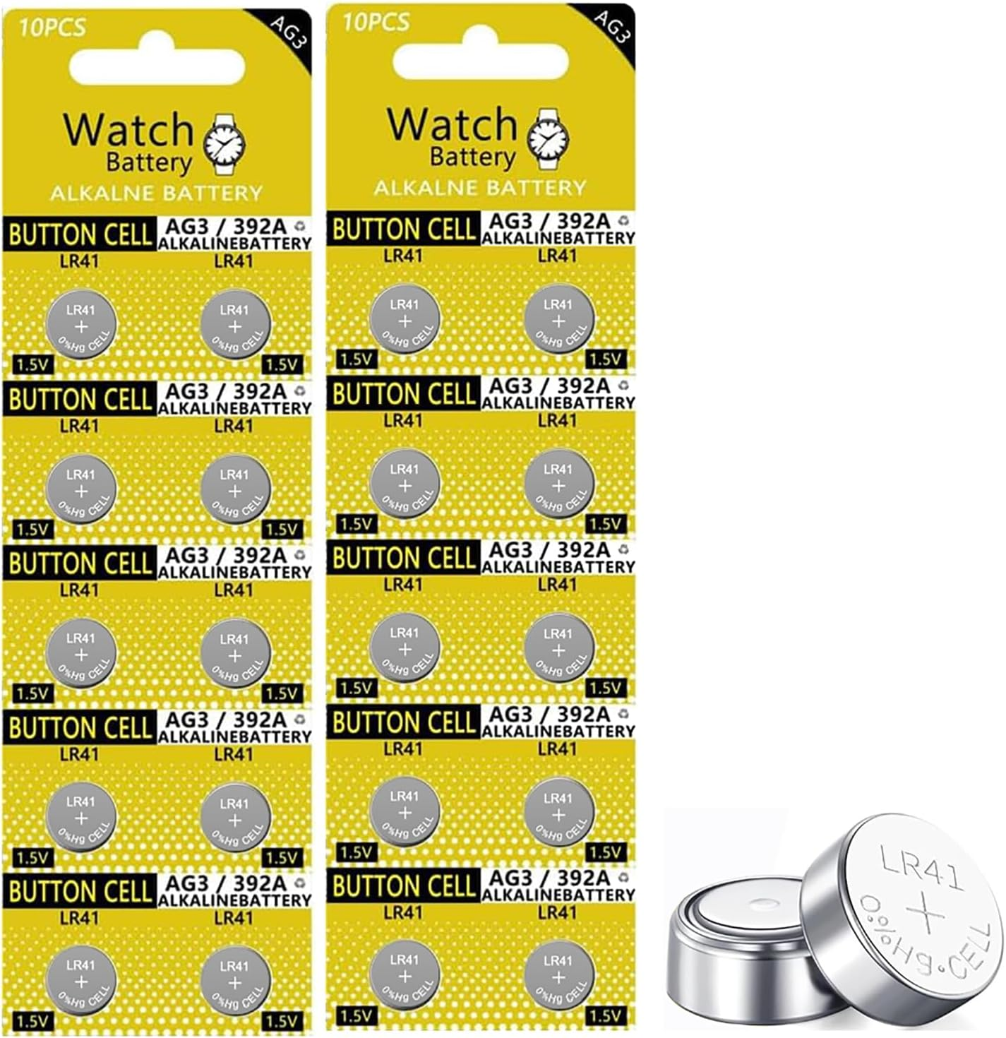 Lomon 20 Pack LR41 AG3 1.5V Button Cell Coin Batteries (Equivalent to 392 384 192) - Long Lasting Alkaline Batteries for Watches, Calculators, Digital Thermometer & More image number 4